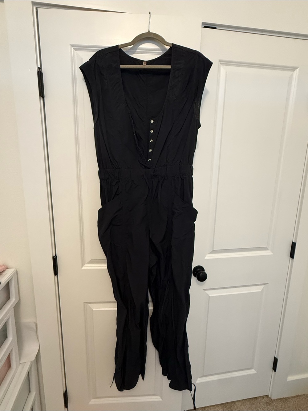 FP Movement Free People Black Snap-Front Jumpsuit M